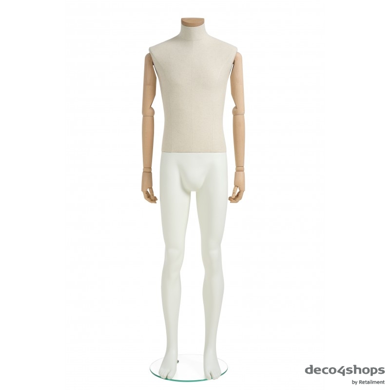 PLENTY HERRE MANNEQUIN MED TRÆARME OG HALSPLADE I TRÆ - HINDSGAUL